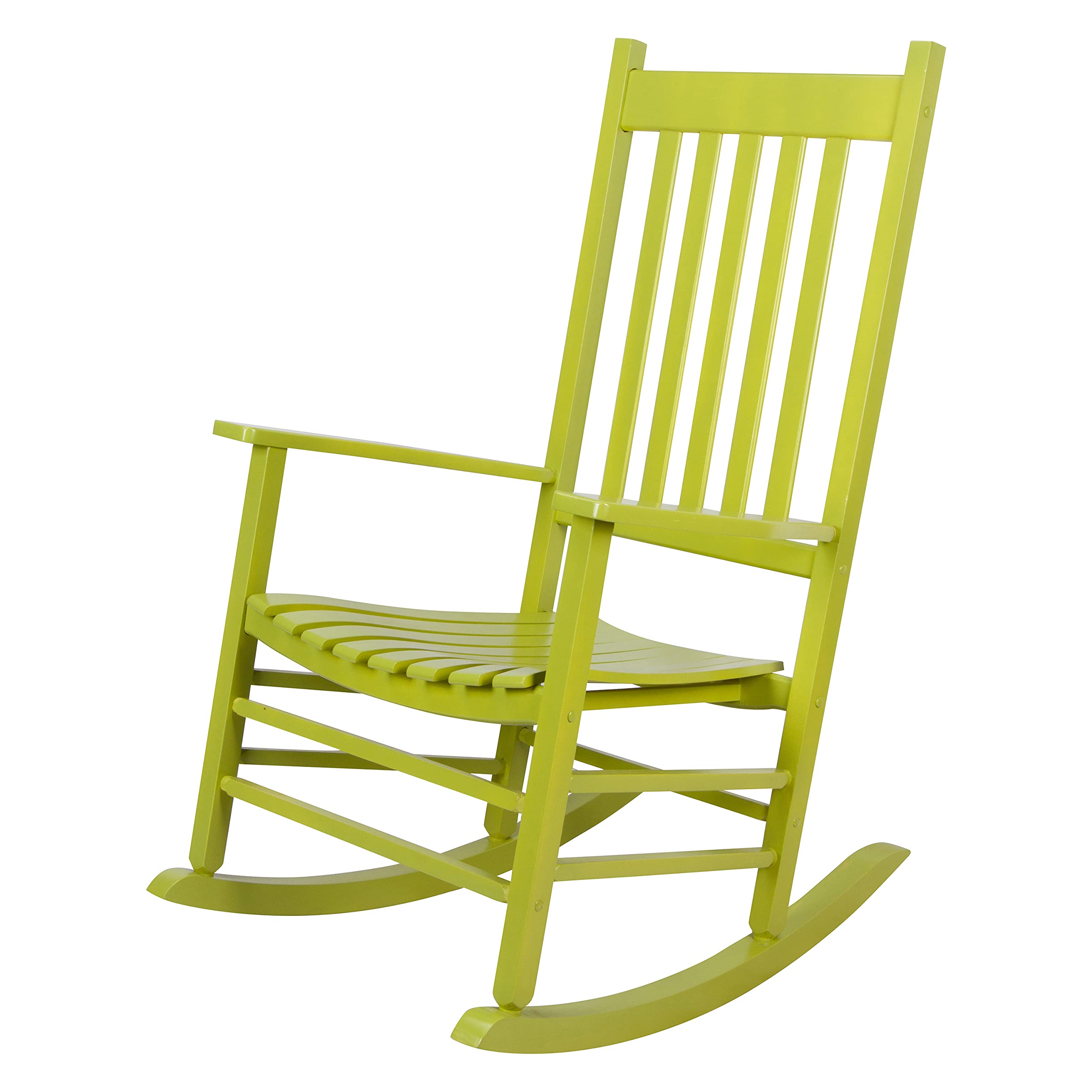 Shine Company Vermont Porch Rocker, High Back Wood Rocking Chair, Lime