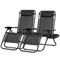 Nazhura Set of 2 Relaxing Recliners Patio Chairs Adjustable Steel Mesh Zero Gravity Lounge Chair Beach Chairs with Pillow and Cu