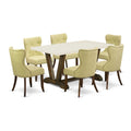 East West Furniture V726SI737-7 7 Piece Kitchen Table Set Consist of a Rectangle Dining Table with V-Legs and 6 Limelight Linen 