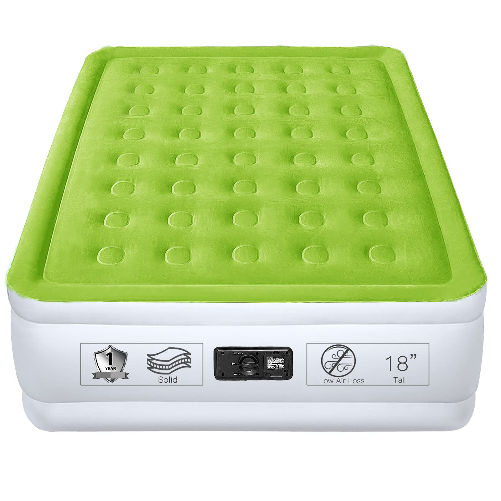 YENING Twin Size Air Mattress with Built in Pump Raised Single Inflatable Bed Blow up Mattressith Camping Airbed 18 Inch Tall