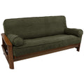 Blazing Needles Solid Microsuede Double Corded 8 to 9 Futon Cover Set with 2 Bolster Pillows (Set of 3), Full, Hunter Green