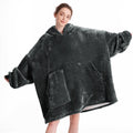 Aemicion Blanket Hoodie for Adults,Cozy Warm Thick Sherpa Wearable Hoodie Blanket sweatshirt as Gifts for Men Women-Grey