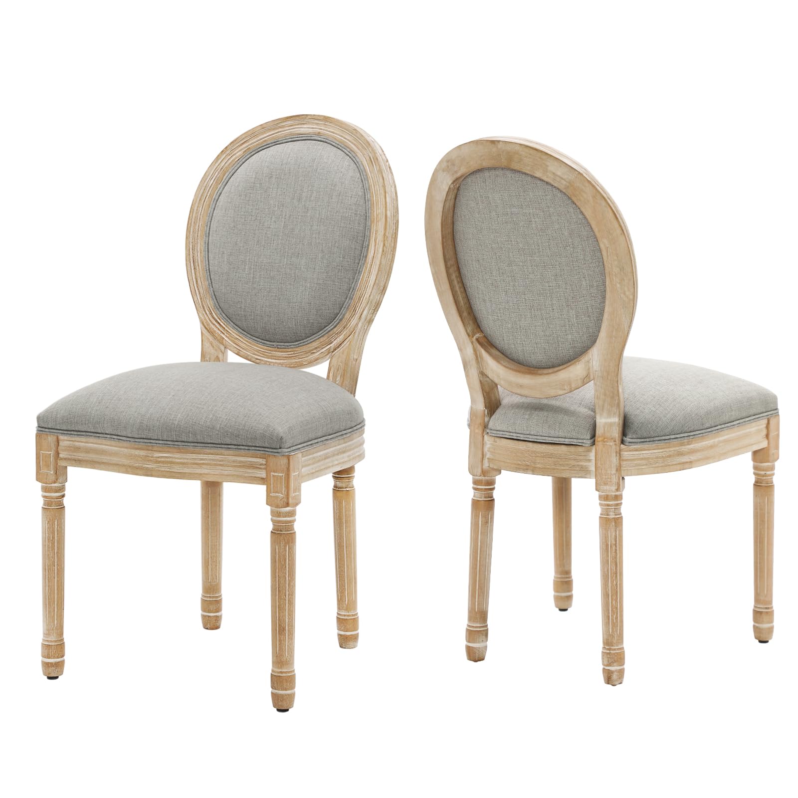 Furnimart French Country Vintage Dining Chairs Set of 2 Farmhouse Dining Chairs with Round Back and Solid Wood Legs, Oval Side C