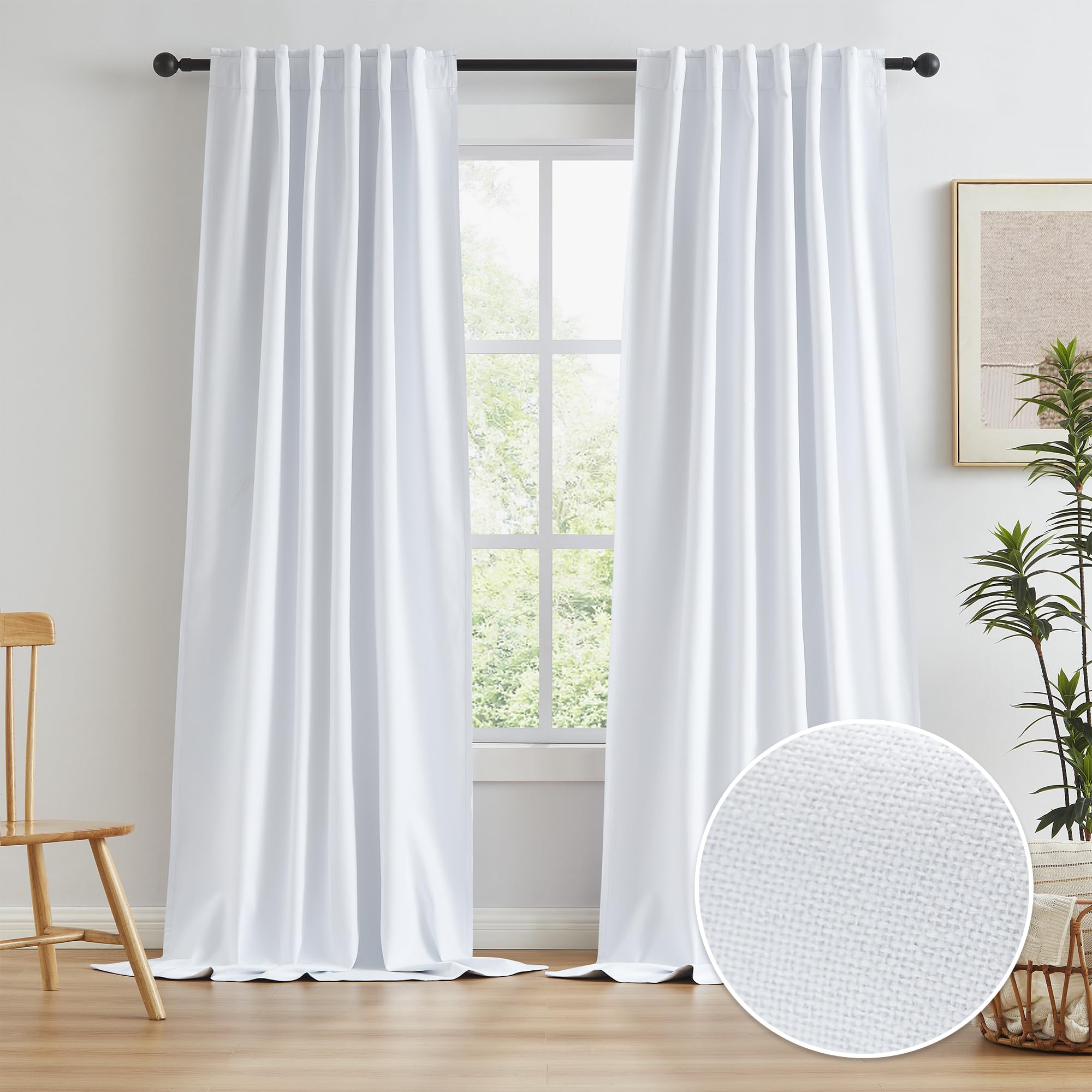 KEQIAOSUOCAI Linen 100% Blackout Curtains 120 Inches Long 2 Panels Set Burg 10 FT Length Draperies Heavy-Duty Total Darkness Dra
