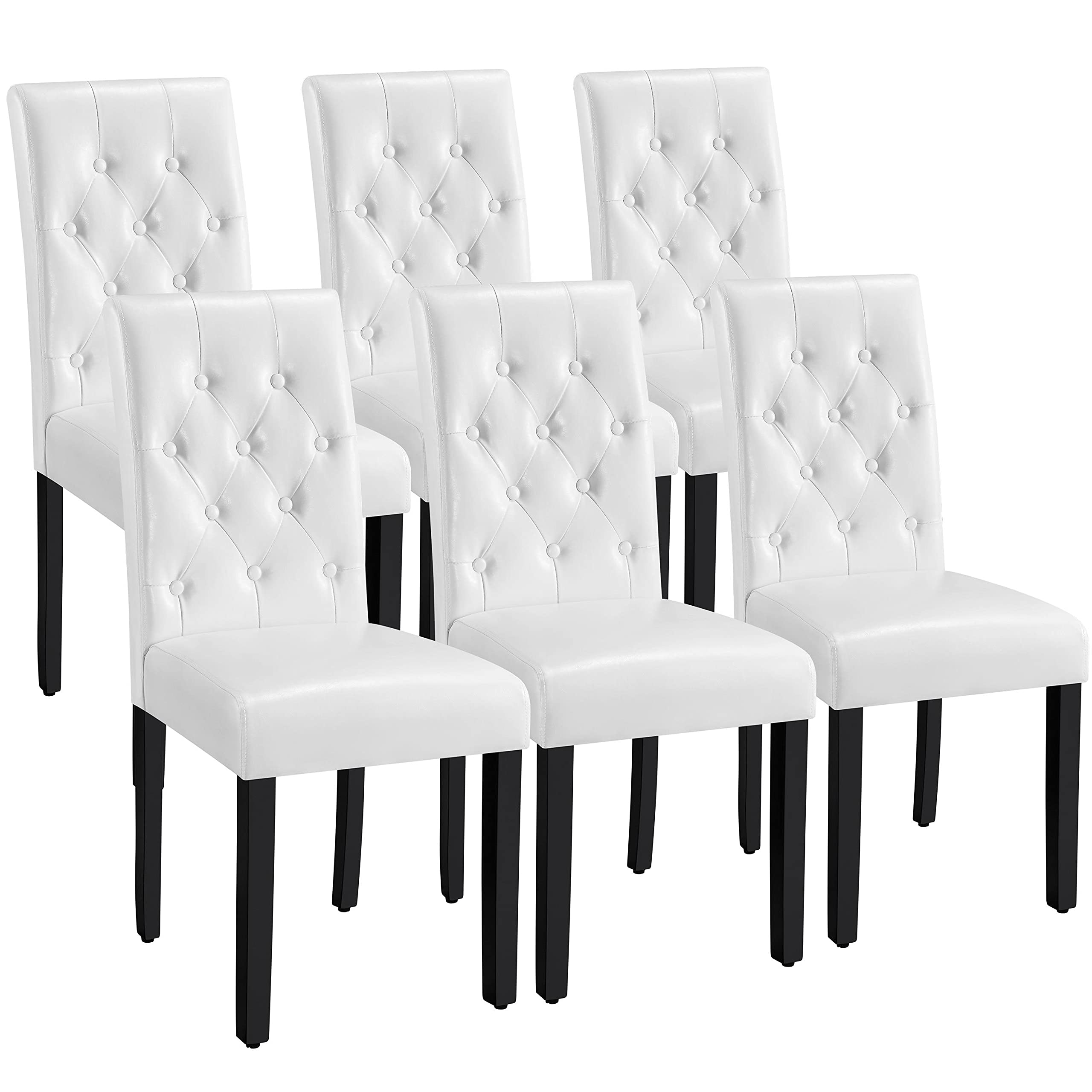 Yaheetech Dining Chairs with Leather Seat and Solid Wood Legs Button Tufted Padded Kitchen Chair Accent Side Chair for Home Kitc