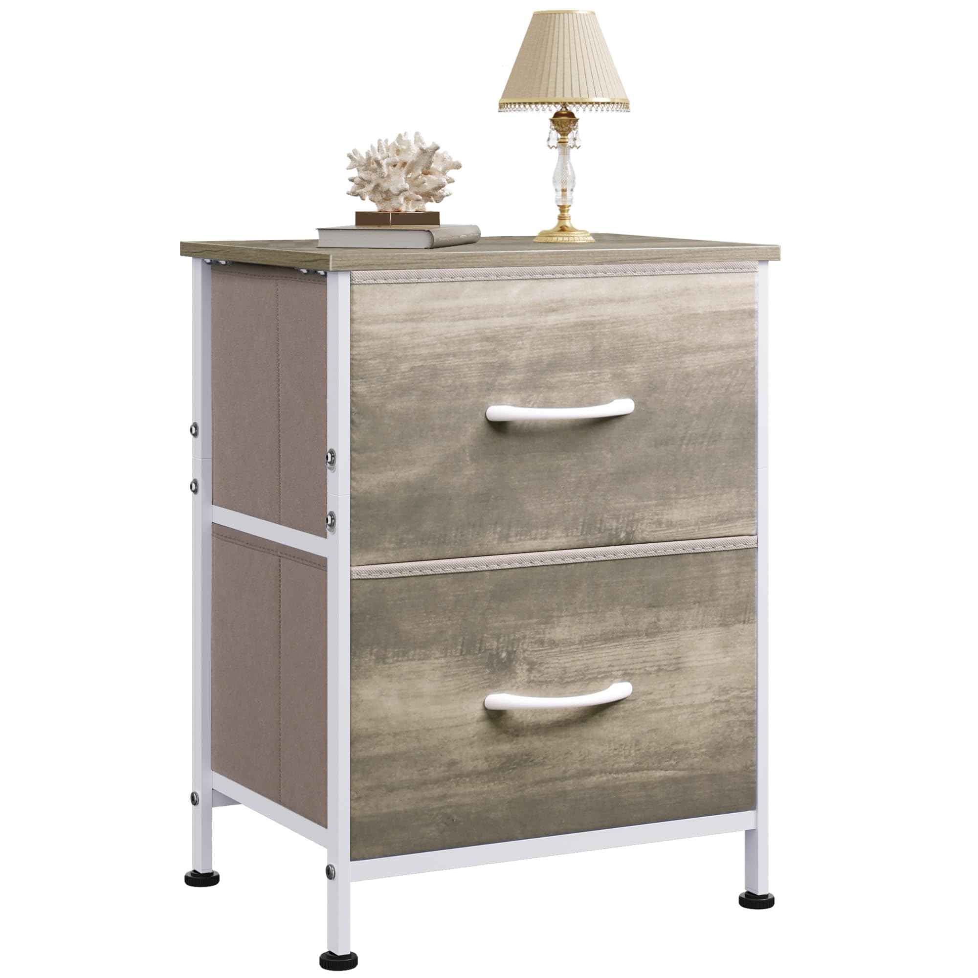 WLIVE Nightstand, 2 Drawer Dresser for Bedroom, Small Dresser with 2 Drawers, Bedside Furniture, Night Stand, End Table with Fab