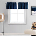 DONREN 2 Panels Navy Blue Blackout Valances for Boys Room - Blackout Window Valances for Basement with Rod Pocket (42 by 15 Inch