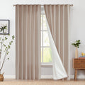 jinchan Linen Curtains 108 Inch Long for Living Room Farmhouse Rod Pocket Back Tab Light Filtering Window Drapes with Lined for 