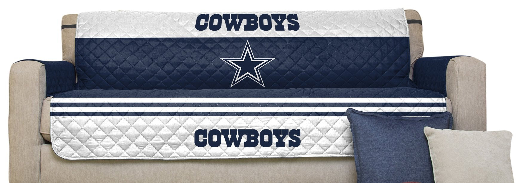 Pegasus Sports NFL Dallas Cowboys Furniture Protector with Elastic Straps, Sofa, Navy Blue