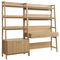 Modway 2-Piece Home Office Desk and Bookshelf Display Case in Oak