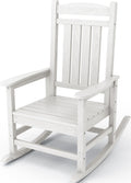 KINGYES HDPE Rocking Chairs Outdoor, Patio Rocking Chairs with 330lbs Support, Smooth Porch Rocker for Deck Lawn Yard, White