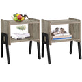 TUTOTAK Nightstnd, Set of 2, Stackable End Tables, Side Table, Bedside Tables with Open Storage Shelf, Bedroom, Living Room, Gre