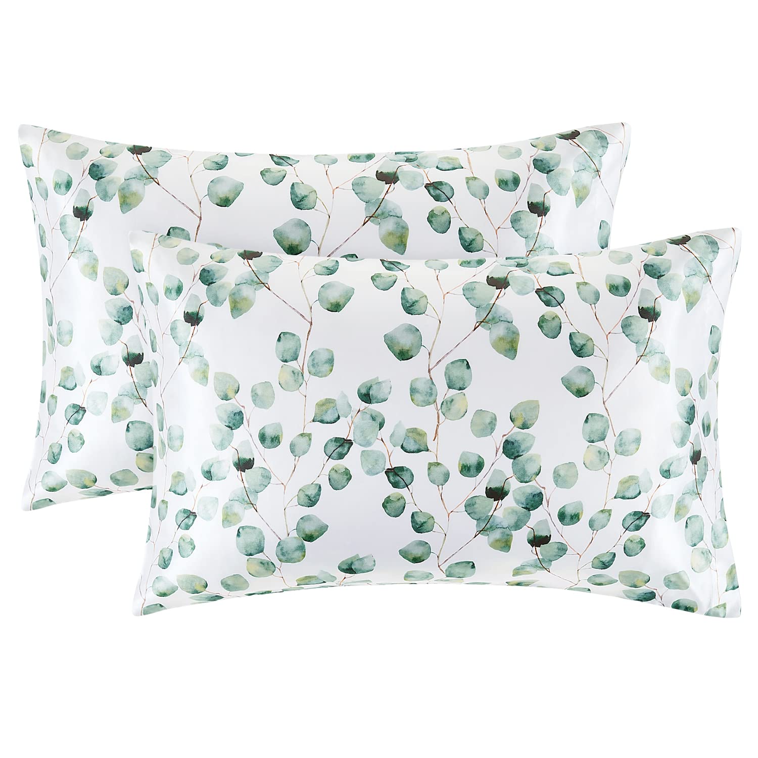 EXQ Home Silky Satin Pillowcase for Hair and Skin,Printed Pillow Cases Standard Size Set of 2 Satin Pillow Case 2 Pack with Enve