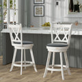 Betterhood 24  Counter Height Swivel Bar Stools - High Back Swivel Counter Stools with Upholstered Seat & Solid Wood Footrest, C