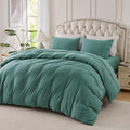 PURE ERA Jersey Knit Duvet Cover Set 100% T-Shirt Cotton Super Soft Comfy 3pc Bedding Set with Zipper Closure (Solid Teal Green,