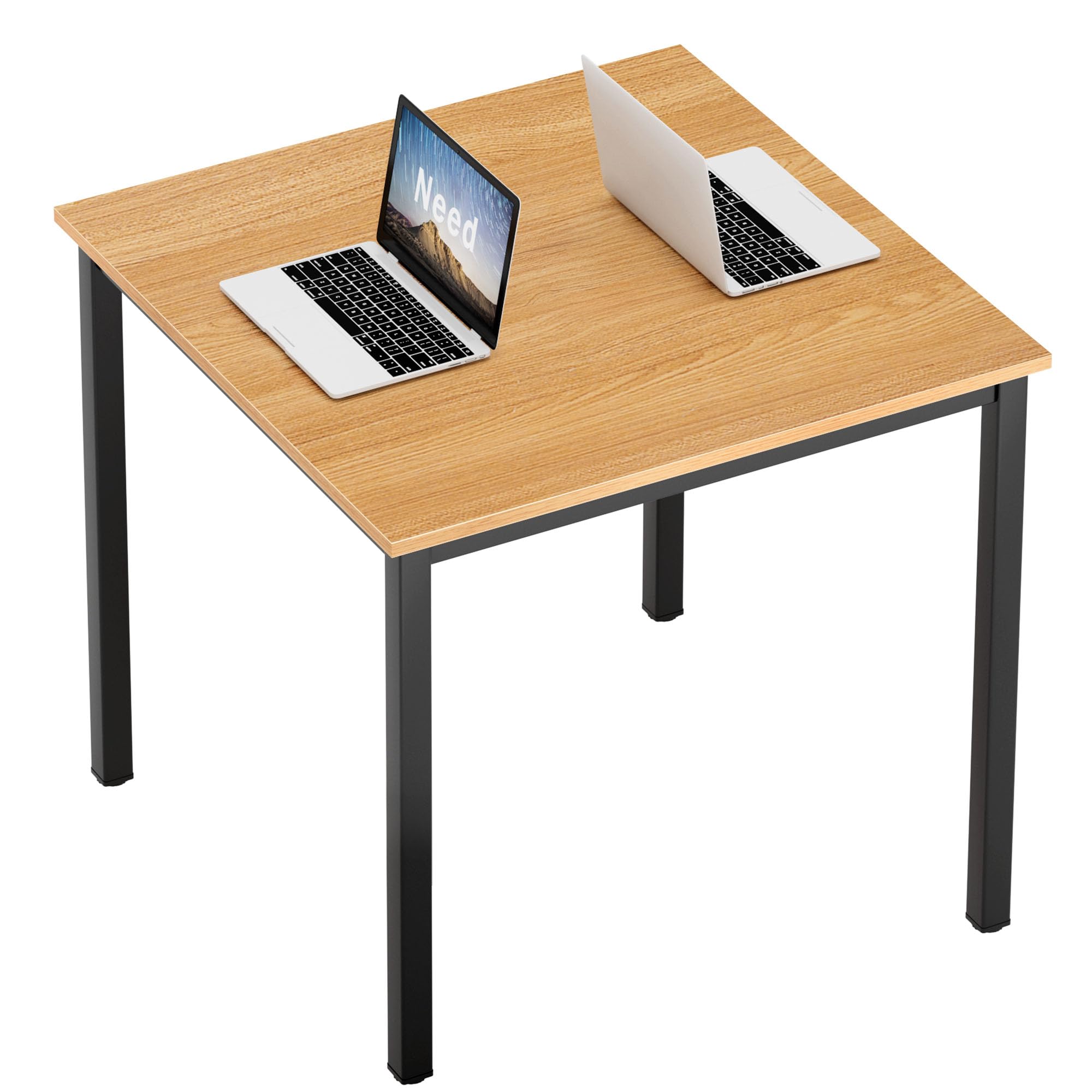 Need Small Square Dining Table- 31-1/2 Sturdy and Heavy Duty Writing Desk for Small Spaces and Writing Table Desk, Teak Color 