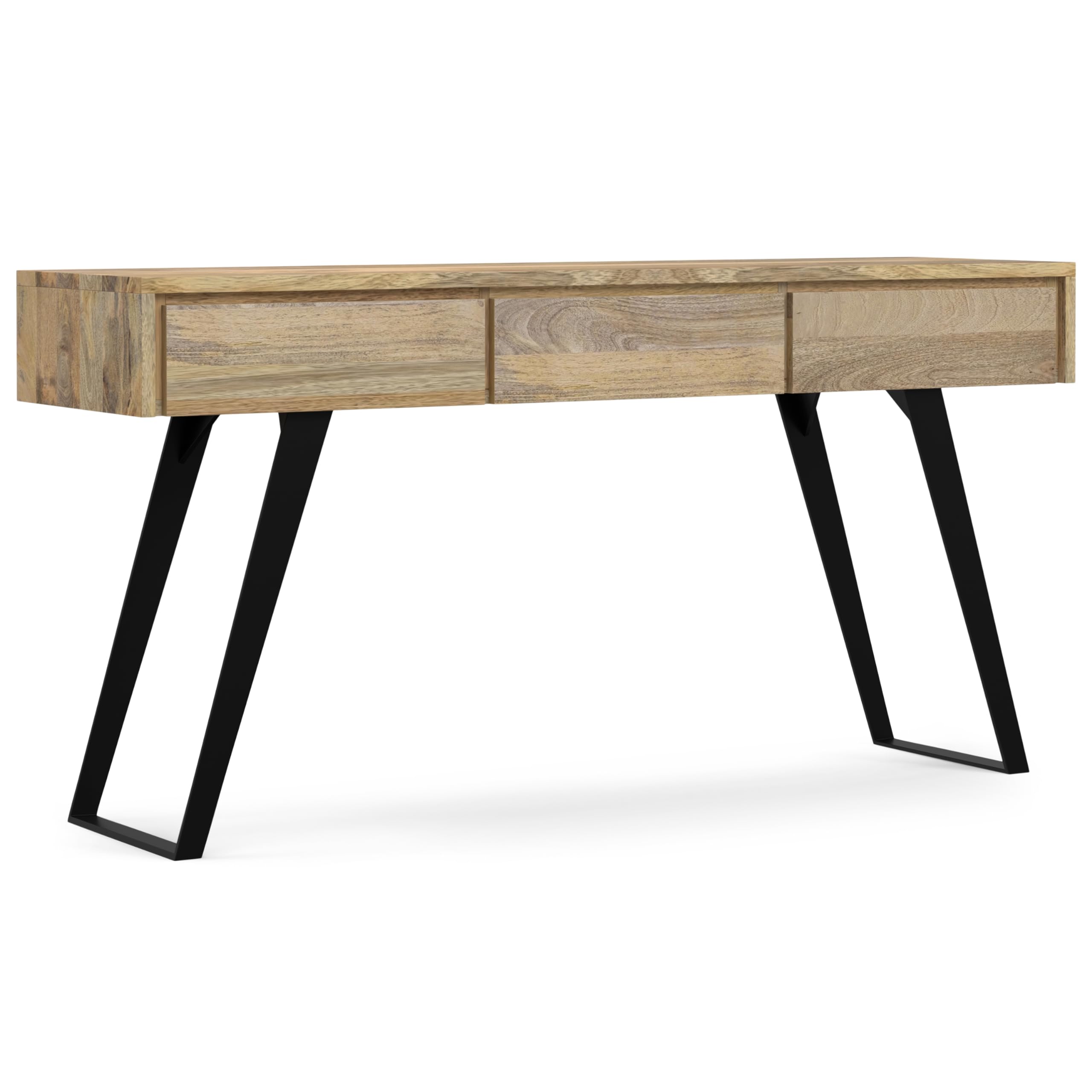 SIMPLIHOME Lowry Solid Mango Wood 60 inch Wide Modern Industrial Console Sofa Table in Natural for The Living Room Entryway and 