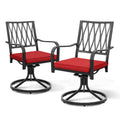 NUU GARDEN Patio Dining Chairs, Swivel Patio Chairs Set of 2 All-Weather Outdoor Rocker Chairs with Red Cushion for Outdoor Lawn