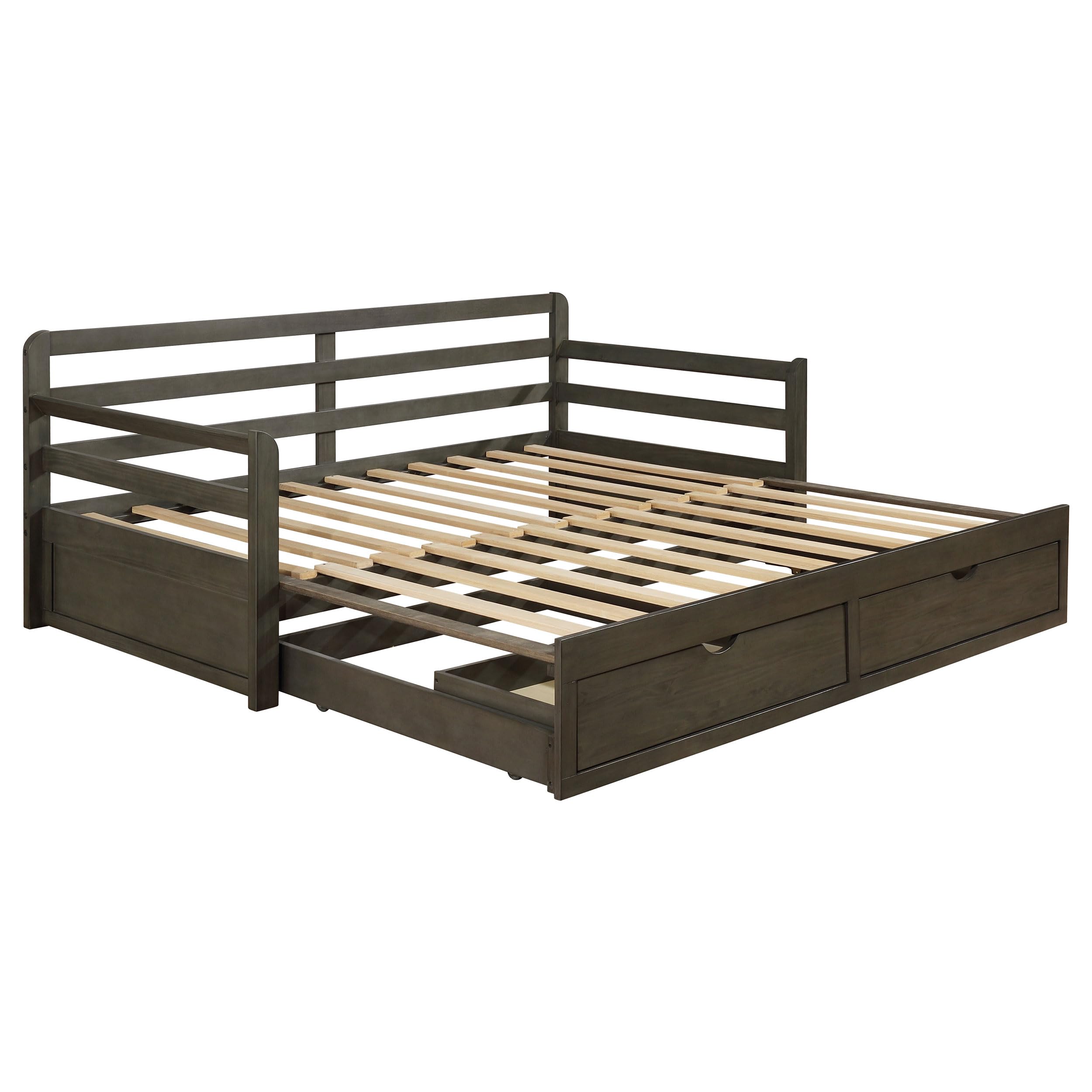 Coaster Home Furnishings Sorrento Farmhouse Wood Twin XL Size Daybed with Extension Trundle for Guestroom 34-inch Headboard Bedr