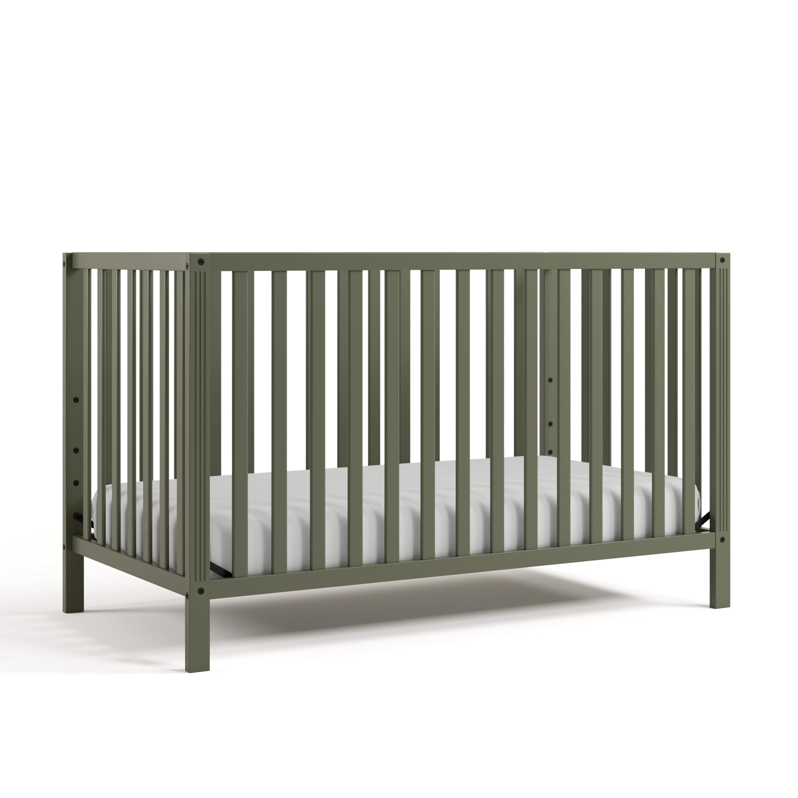 Storkcraft Morningside 5-in-1 Convertible Crib (Olive) - GREENGUARD Gold Certified Baby Crib, Fits Standard Crib Mattress, Easy 