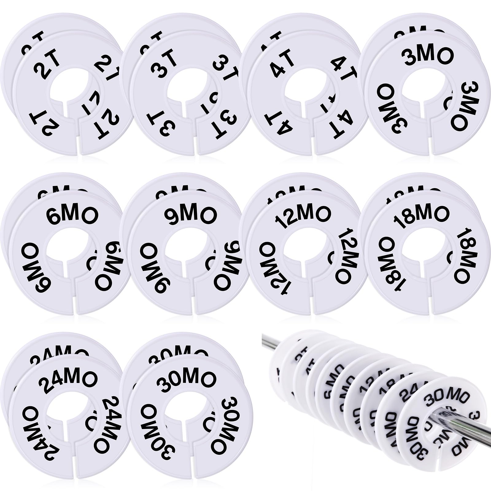 Blulu 50 Pack Clothing Rack Size Dividers Round Hangers Dividers