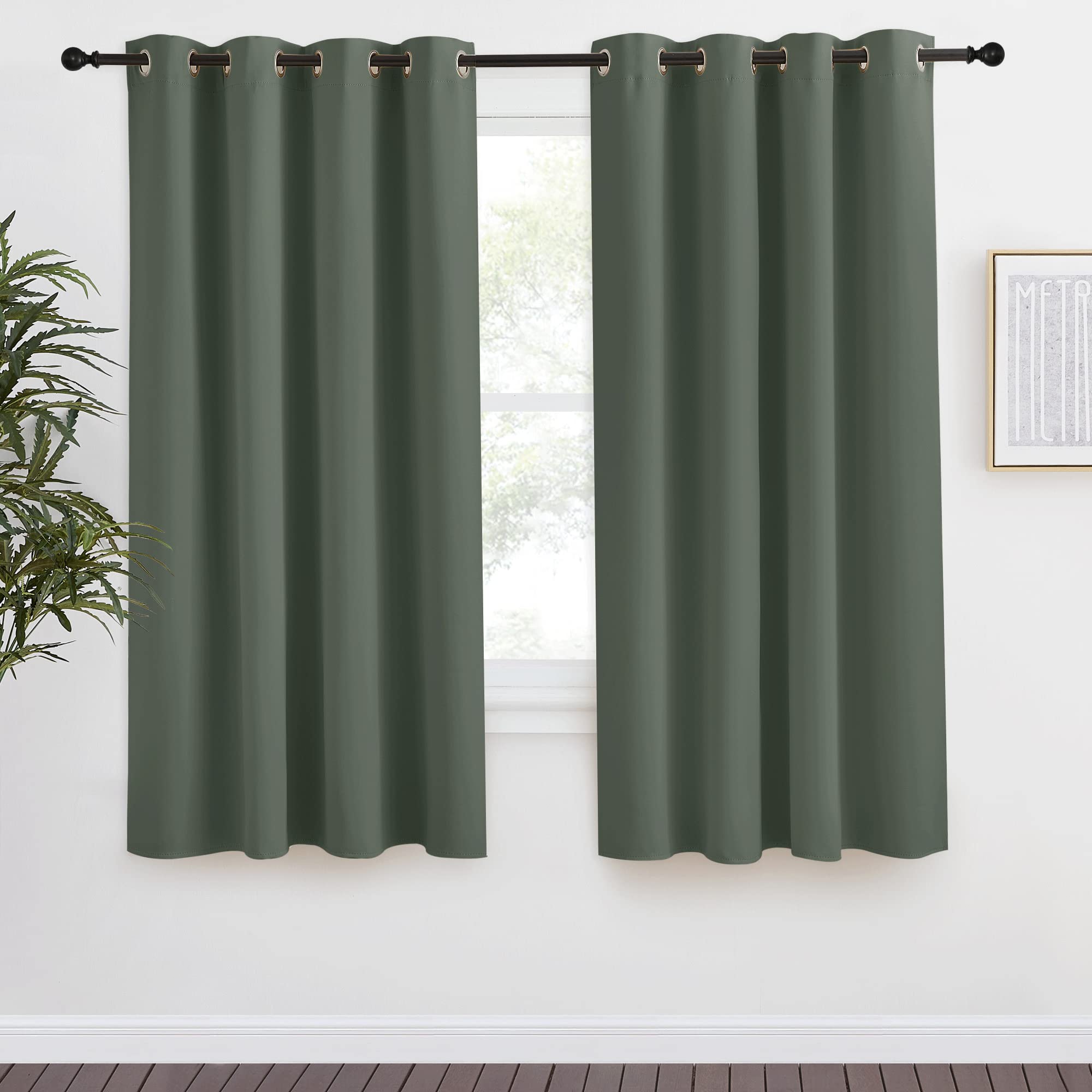 NICETOWN Blackout Curtain for Living Room 68 inch Long, 1 Panel, Dark Mallard, W55 x L68, Grommet Thermal Insulated Room Darkeni