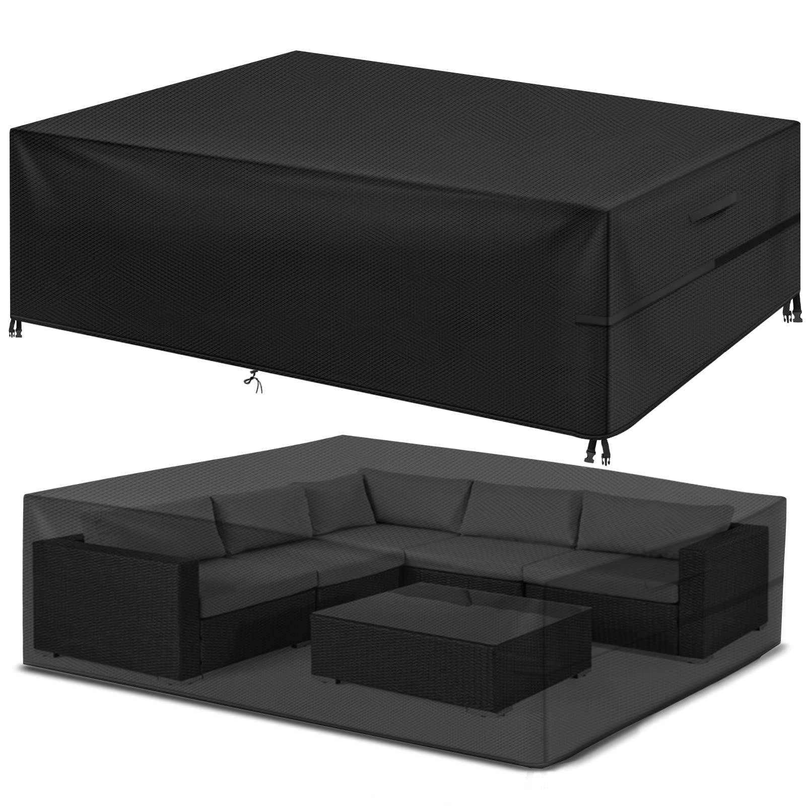 Essort Patio Furniture Covers, Extra Large Outdoor Furniture Set Covers Waterproof, 600D Rain Snow Dust Wind-Proof, Anti-UV (Upd