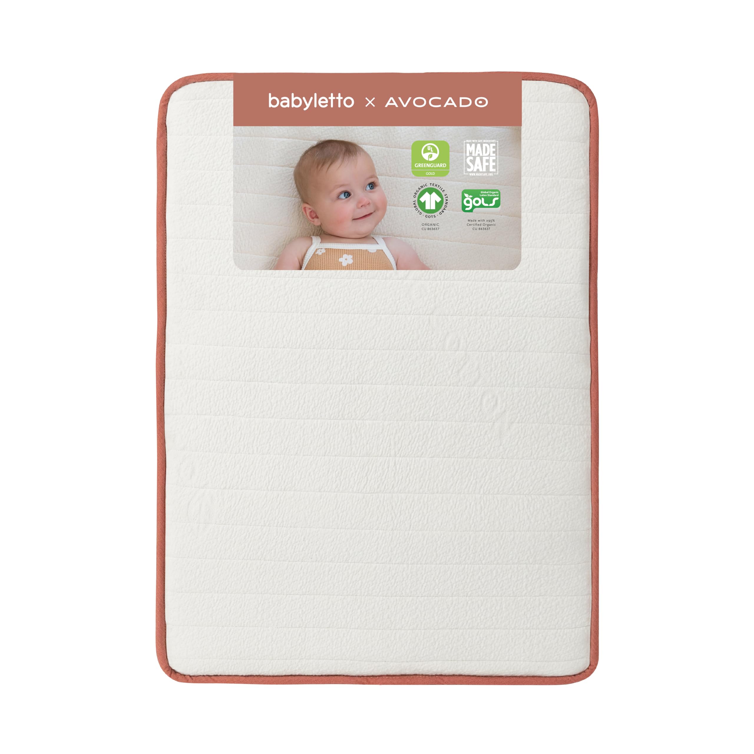 babyletto Avocado Mini Crib Mattress - GOTS, Made Safe & GREENGUARD Gold Certified - Dual Sided Infant & Toddler Mattress, Flipp