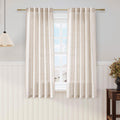 Nanspring Beige Linen Curtains 63 inches Long for Bedroom Back Tab Sheer Beige Curtains Modern Farmhouse Coastal Decor Cotton Te