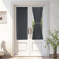 Vatge Gray French Door Curtain - Rod Pocket Blackout Door Curtains Privacy Side Door Window Curtains with Tieback, 1 Panel, W25 