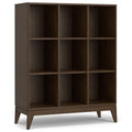 SIMPLIHOME Harper Solid Hardwood 52 inch x 42 inch Mid Century Modern 9 Cube Storage in Walnut Brown for The Living Room, Study 