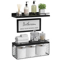 WOPITUES Floating Shelves with Bathroom Wall D   cor Sign,Wood Floating Bathroom Shelves Over Toilet with Toilet Paper Storage B