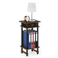 Furinno Turn-N-Tube Tall End Table, Columbia Walnut/Black/Dark Brown