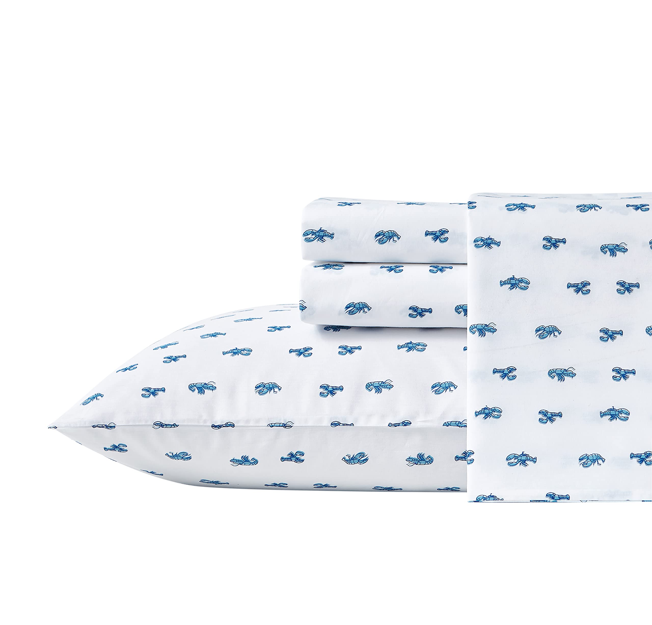 Nautica - Queen Sheets, Cotton Percale Bedding Set, Crisp & Cool, Coastal Home Decor (Cloyster Blue, Queen)