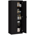 HOMCOM 63 2-Door Kitchen Pantry, Freestanding Storage Cabinet with 5-Tier Shelving and 2 Adjustable Shelves for Dining Room, Bla
