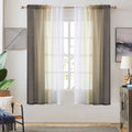 Ombre Faux Linen Sheer Curtains for Bedroom Living Room Rod Pocket, Privacy and Light Filtering, 2 Tone Reversible Gradient Voil