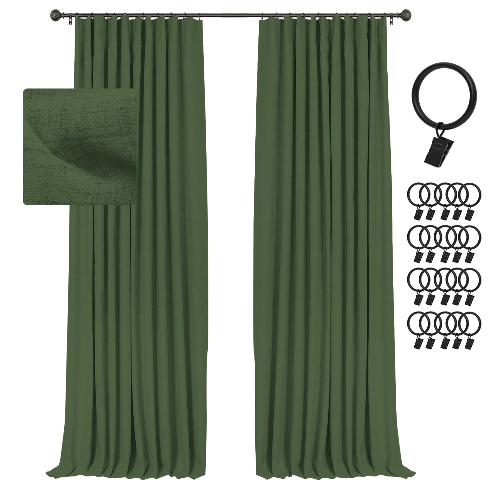 INOVADAY 100% Blackout Curtains 2 Panels Set, Thermal Insulated Full Light Blocking Drapes Window Curtain Panels for Bedroom Liv