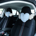 2 Pcs Plush Heart Shaped Pillow with Angel Wings Car Headrest Pillow Soft Comfortable Car Seat Pillow for Driving Travelling Roo