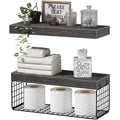 QEEIG Bathroom Shelves Over Toilet Wall Mounted Floating Shelves Farmhouse Shelf Toilet Paper Storage Small 16 inch Set of 2, Ru