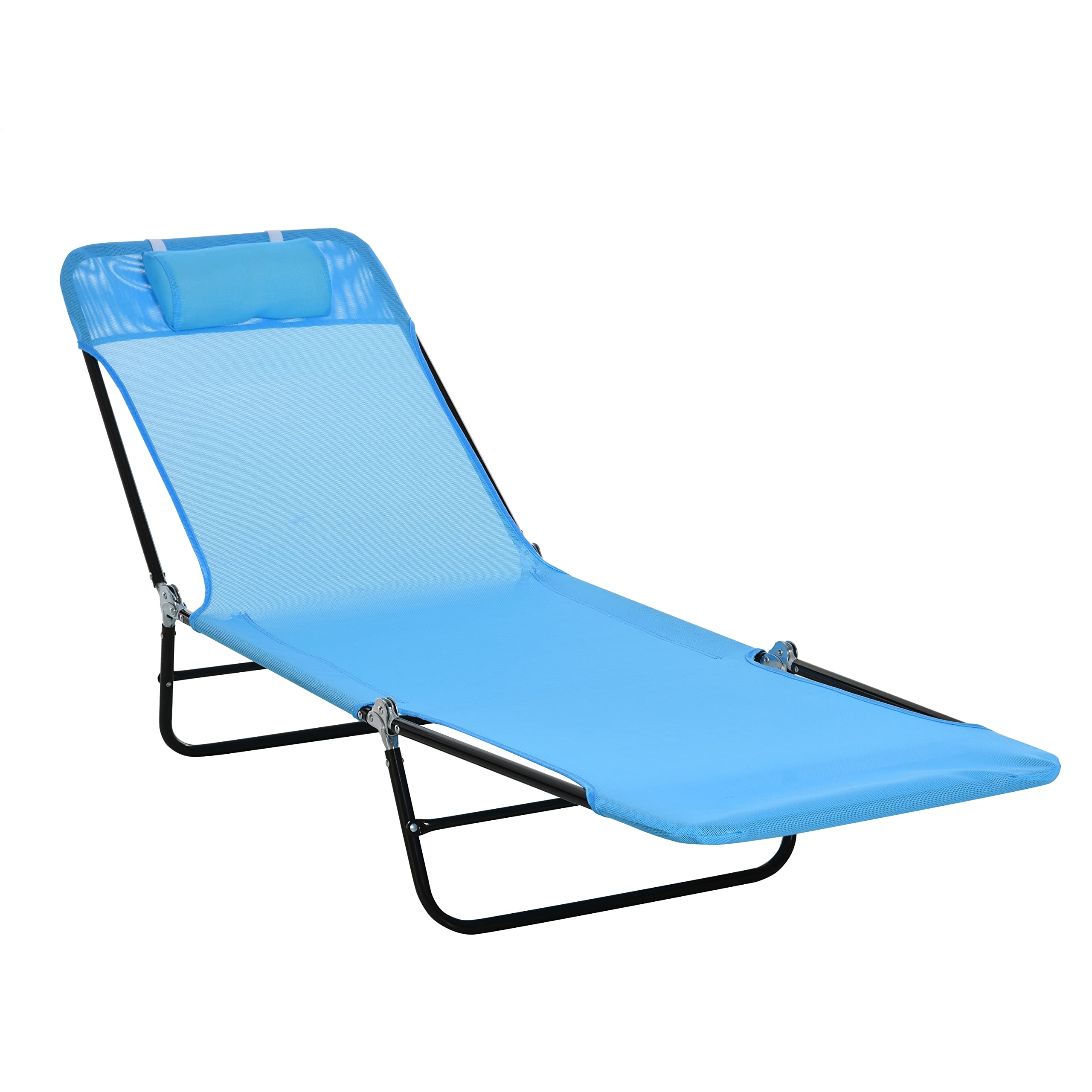 Outsunny Folding Chaise Lounge Chair, Pool Sun Tanning Chair, Outdoor Lounge Chair with Reclining Back, Breathable Mesh Seat, He