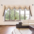 ELKCA Thick Chenille Curtains Valance for Living Room Beige Waterfall Valance for Bedroom, Rod Pocket (Beige, W138 Inch, 1 Panel