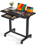 Liftsync Mobile Standing Desk, 35inch Small Rolling Table with Drawer, Height Adjustable Sit Stand Workstation, Black Portable L