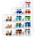Clemate Upgraded X-Large Shoe Organizer,Shoe Storage Organizer,12 Pack,Shoe Box Clear Plastic Stackable,Drop Front Shoe Box with