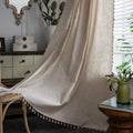 Sutuo Home Boho Curtain 96 Inches Long for Bedroom, Natural Linen Look Textured Burlap Rod Pocket Chic Semi Blackout Bohemian Ha