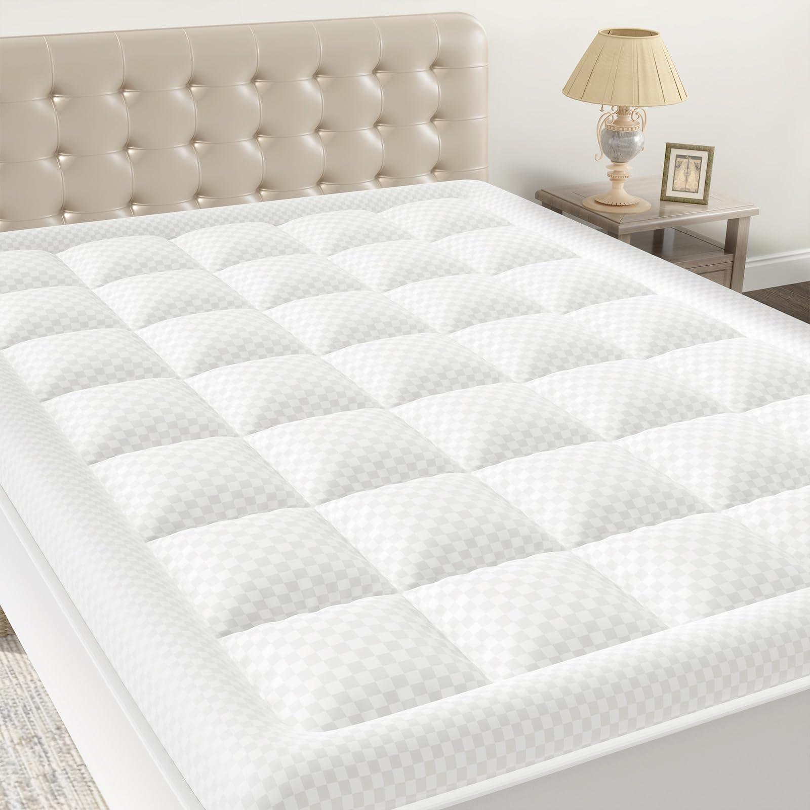 OLANLY King Quilted Fitted Mattress Pad - Cooling Soft Mattress Topper - Elastic Fitted Mattress Protector - Machine Washable Ma