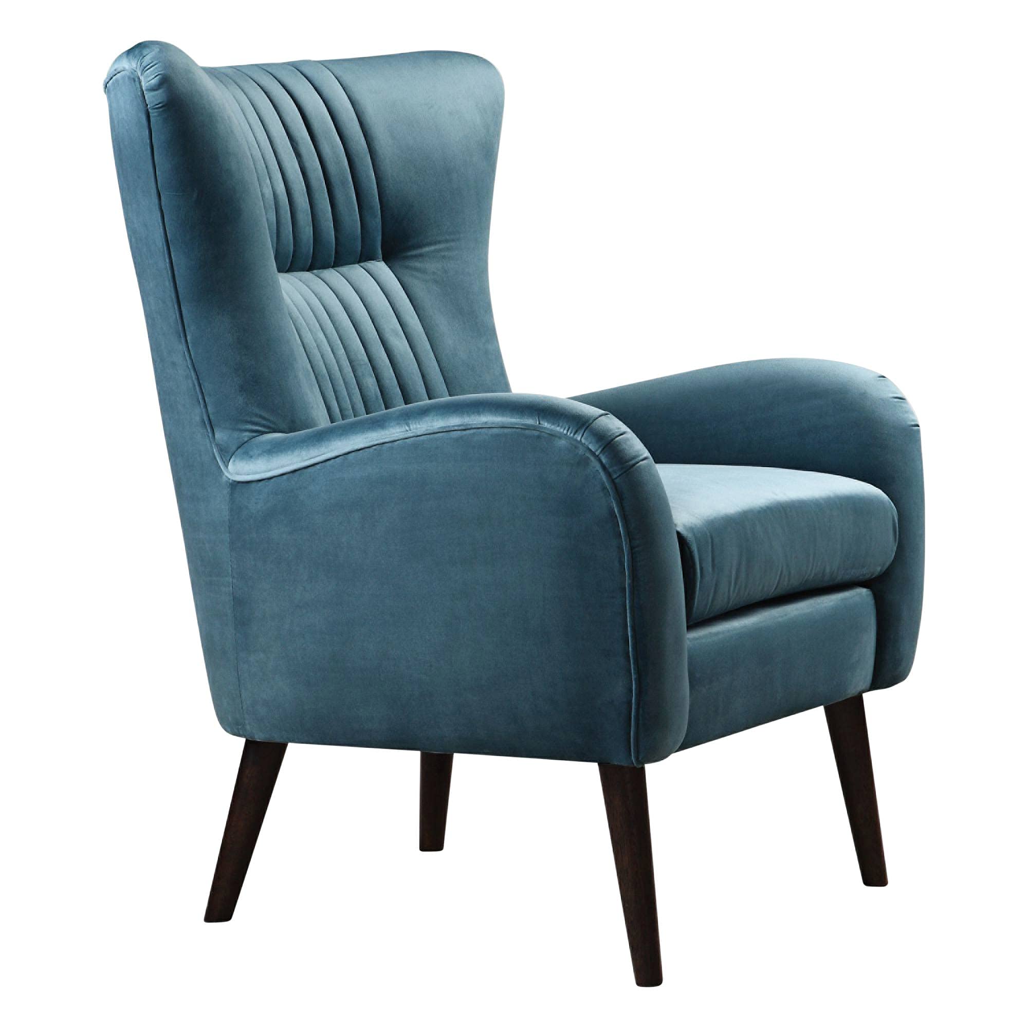Uttermost Dax - 38.75 inch Accent Chair-Flare Black/Teal Blue Polyester Velvet/Rich Espres Finish