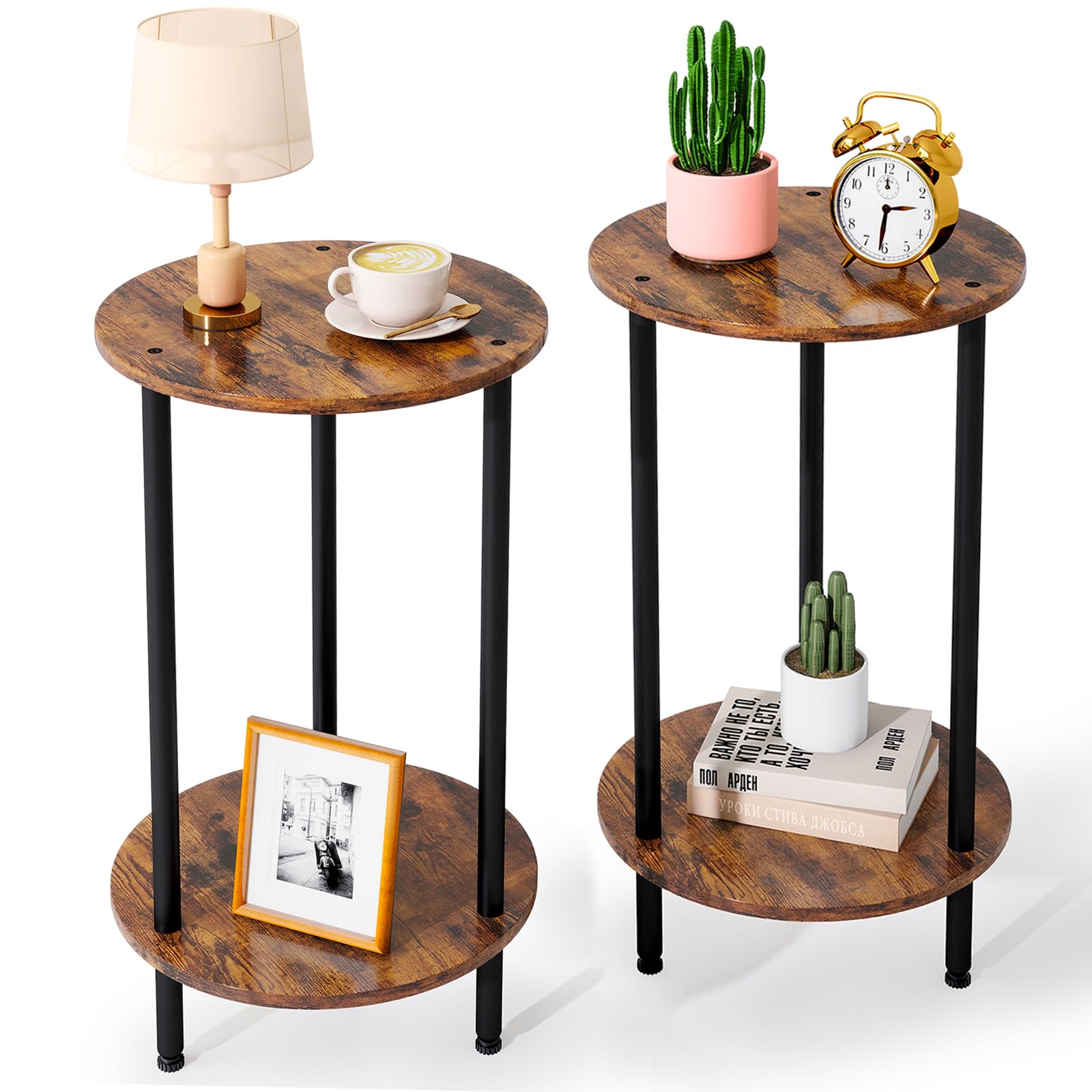 BITYODD Small Round End Table, Side Table for Bedroom, Round End Table Living Room, Small Accent Table, Small Table for Small Sp