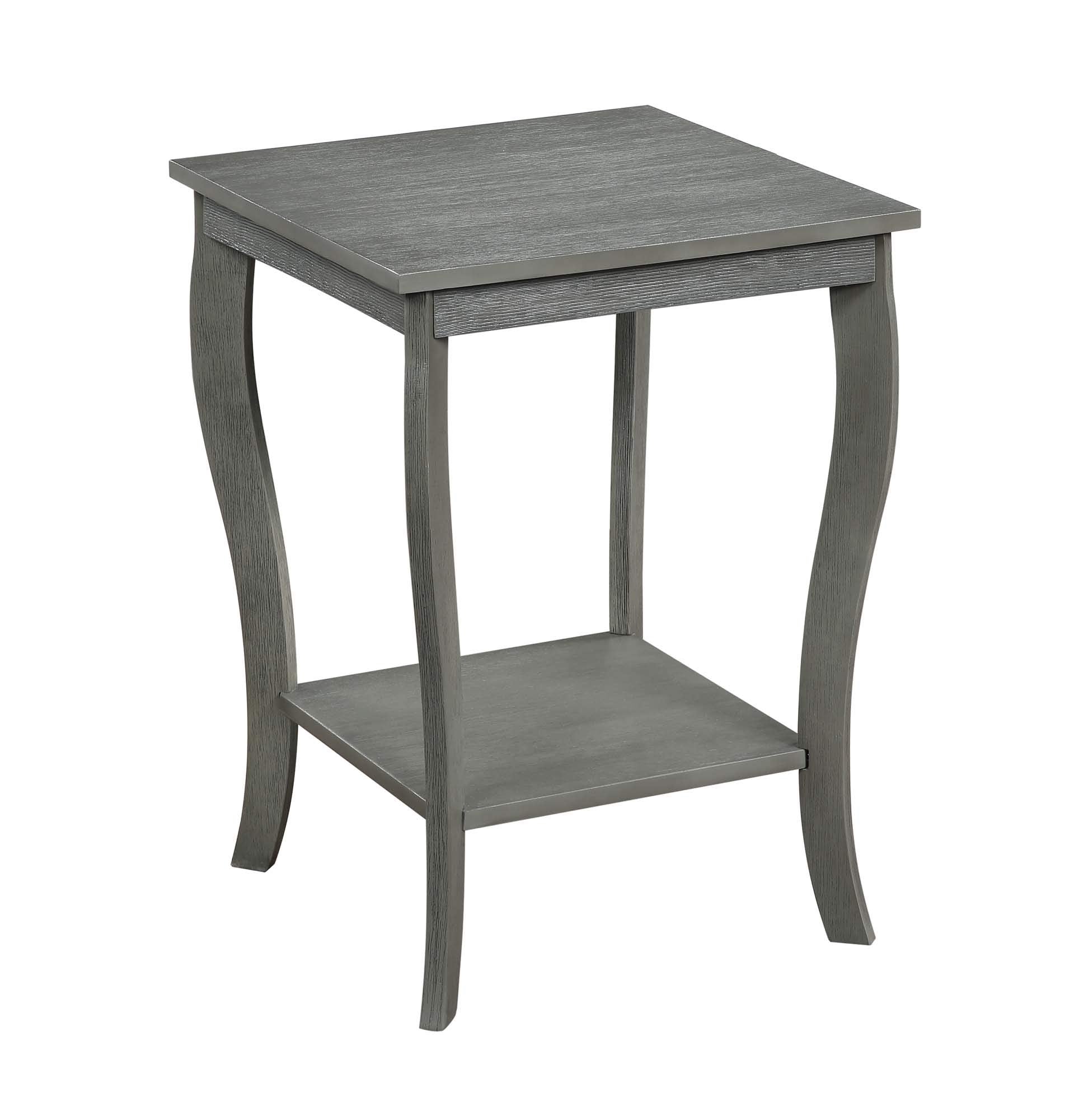 Convenience Concepts American Heritage Square End Table with Shelf, Wirebrush Dark Gray