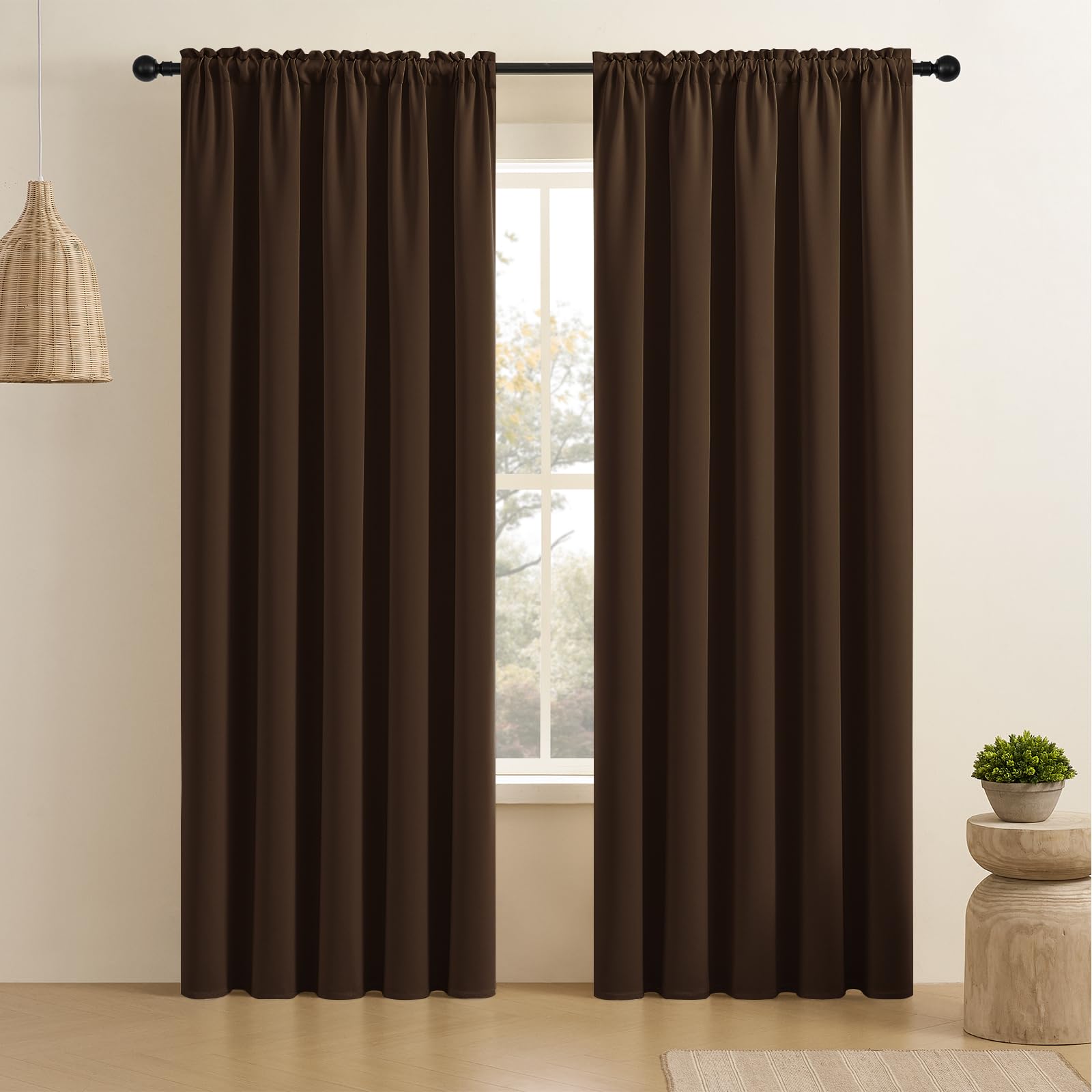 CUCRAF Blackout Curtains 108 inch Length 2 Panels Set, Rod Pocket Room Darkening Drapes for Bedroom Living Room, Insulated Therm