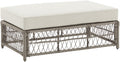 Crosley Furniture Thatcher Wicker Coffee Table and Ottoman Foot Rest for Porch, Deck, Backyard, Driftwood with Creme Cushions